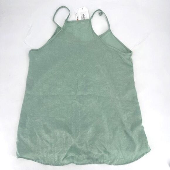 NWT Axis Apparel Tie Front mother of pearl Button Camisole Green Large tank top - Picture 2 of 8